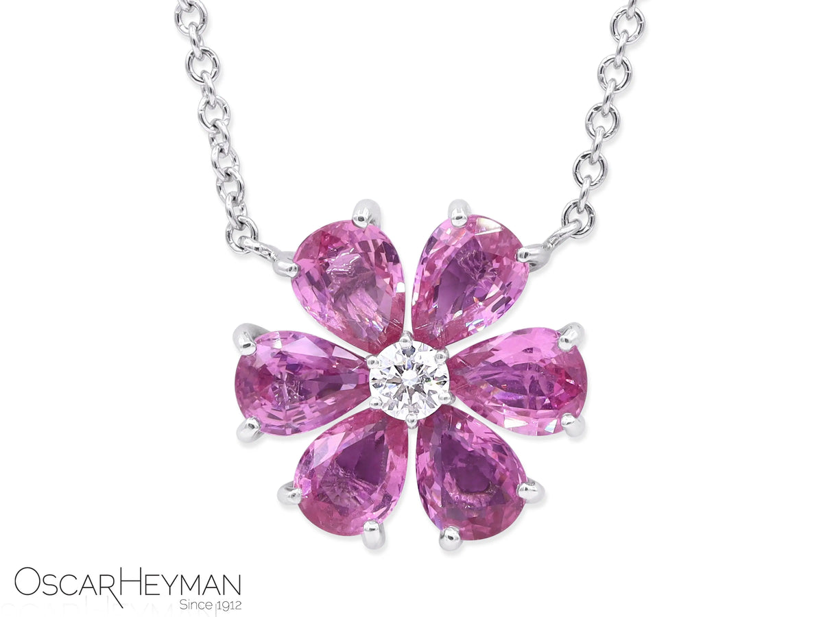 Platinum Pink Sapphire Diamond Pendant