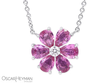 Platinum Pink Sapphire Diamond Pendant