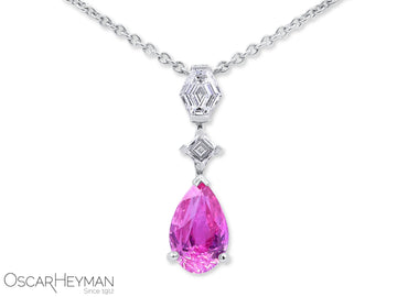 Platinum Pink Sapphire Sapphire Diamond Necklace