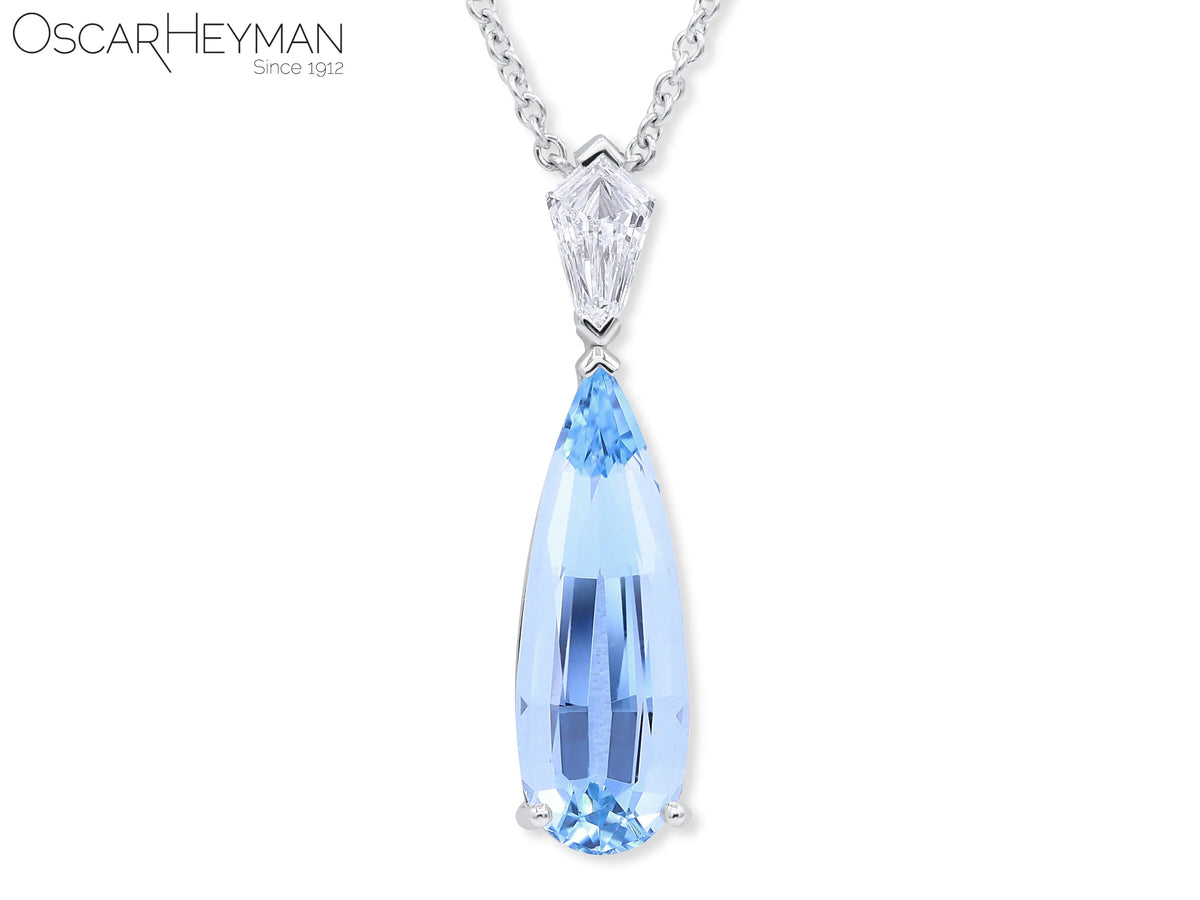 Platinum Aquamarine Diamond Necklace