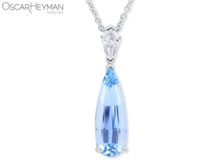 Platinum Aquamarine Diamond Necklace thumbnail