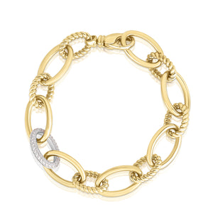 18k Yellow/white Designer Gold Diamond Link Bracelet