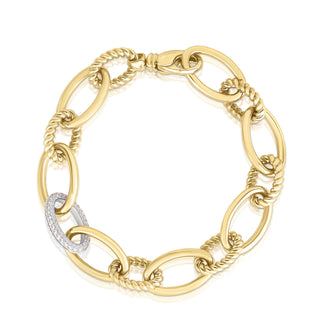 18k Yellow/white Designer Gold Diamond Link Bracelet thumbnail