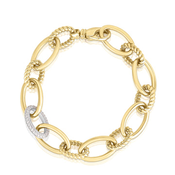 18k Yellow/white Designer Gold Diamond Link Bracelet
