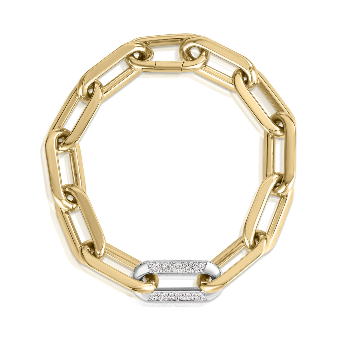 18k Yellow/white Designer Gold Diamond Link Bracelet