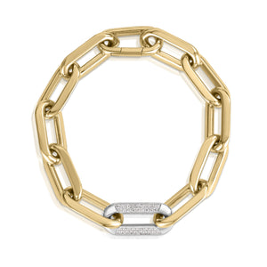 18k Yellow/white Designer Gold Diamond Link Bracelet