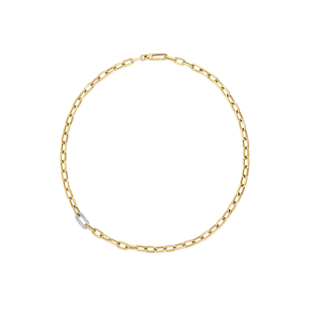 18k Yellow/white Designer Gold Diamond Link Chain Necklace