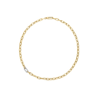 18k Yellow/white Designer Gold Diamond Link Chain Necklace thumbnail