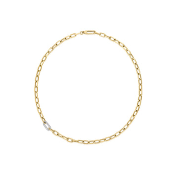 18k Yellow/white Designer Gold Diamond Link Chain Necklace