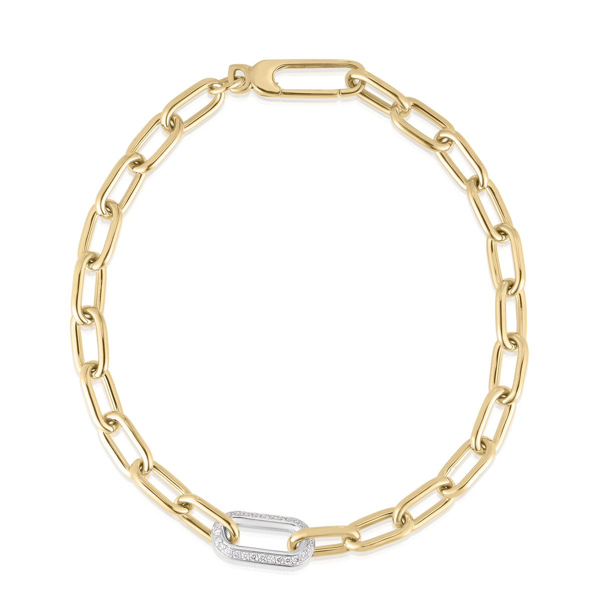 18k Yellow/white Designer Gold Diamond Link Chain Bracelet