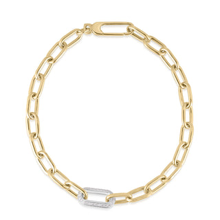 18k Yellow/white Designer Gold Diamond Link Chain Bracelet thumbnail
