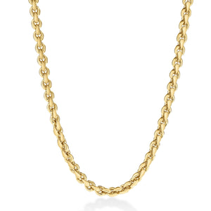 18k Yellow Designer Gold Contoured Round Link Chain Necklace