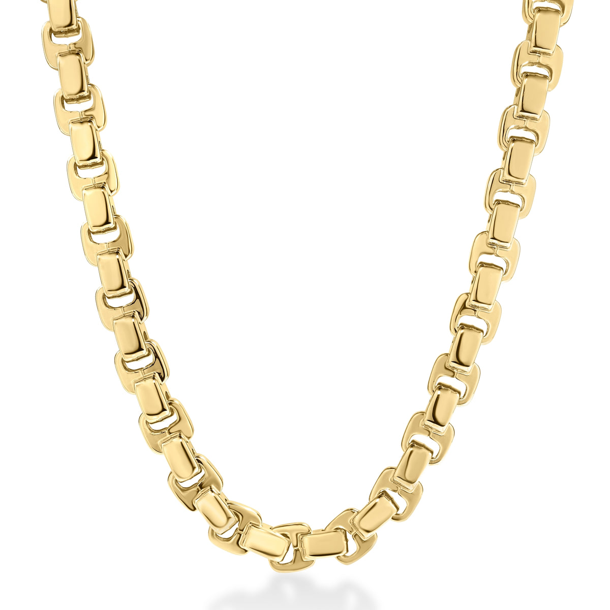 18k Yellow Designer Gold Cutout Sqaure Link Chain Necklace