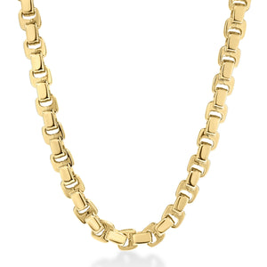 18k Yellow Designer Gold Cutout Sqaure Link Chain Necklace