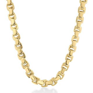 18k Yellow Designer Gold Cutout Sqaure Link Chain Necklace thumbnail