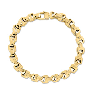 18k Yellow Designer Gold Cutout Sqaure Link Chain Bracelet