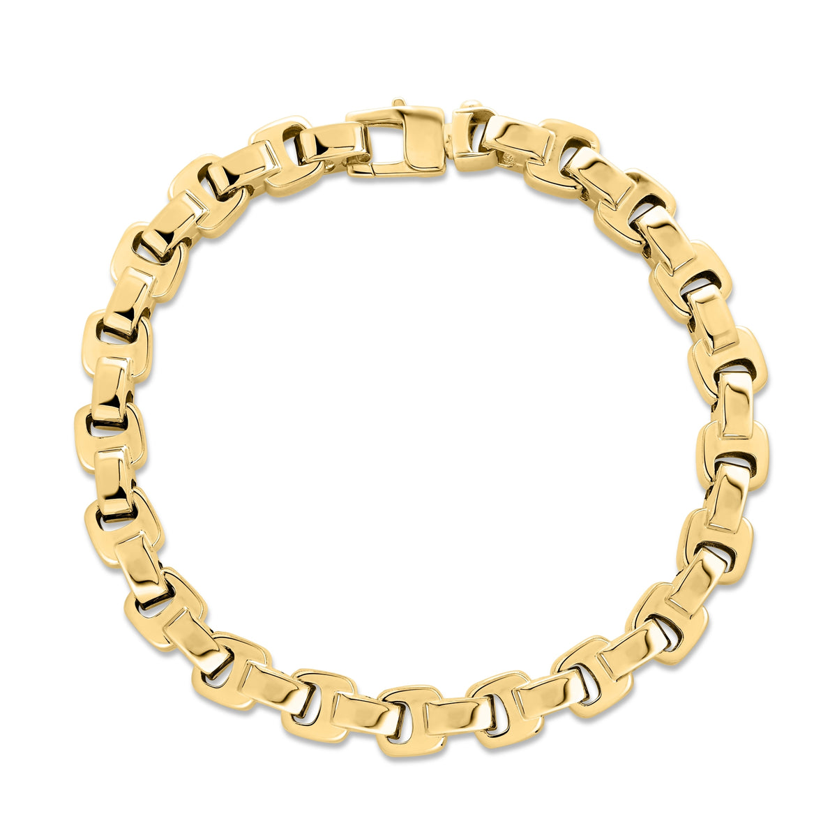18k Yellow Designer Gold Cutout Sqaure Link Chain Bracelet