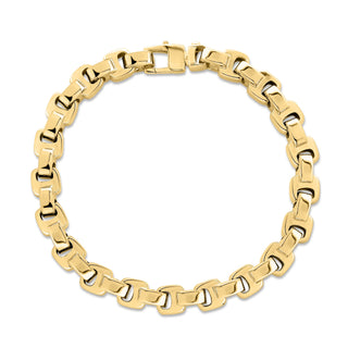 18k Yellow Designer Gold Cutout Sqaure Link Chain Bracelet thumbnail