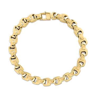 18k Yellow Designer Gold Cutout Sqaure Link Chain Bracelet
