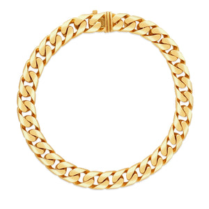 18k Yellow Designer Gold Wide Curb Link Chain Bracelet