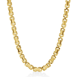 18k Yellow Designer Gold Flattened Rectangular Link Chain Necklace