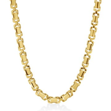 18k Yellow Designer Gold Flattened Rectangular Link Chain Necklace