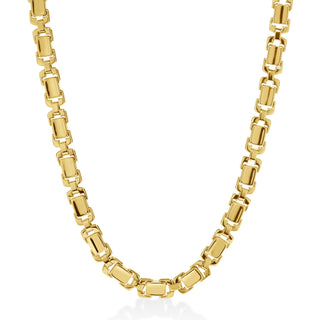 18k Yellow Designer Gold Flattened Rectangular Link Chain Necklace thumbnail