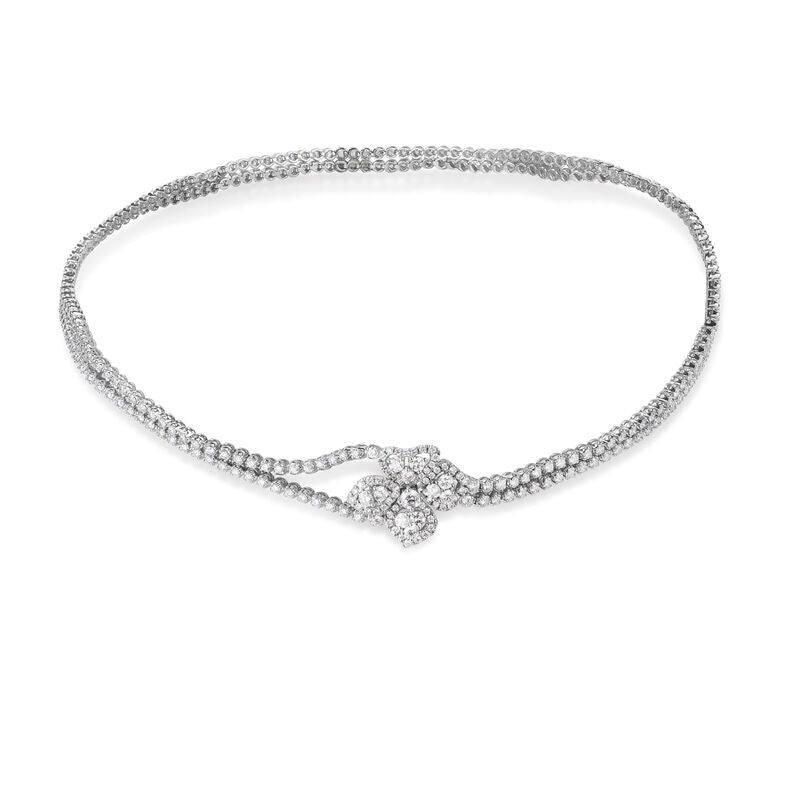 18k White Gold Classic Diamond Fiore Couture Double Riviera Necklace **double Choker Pictured**