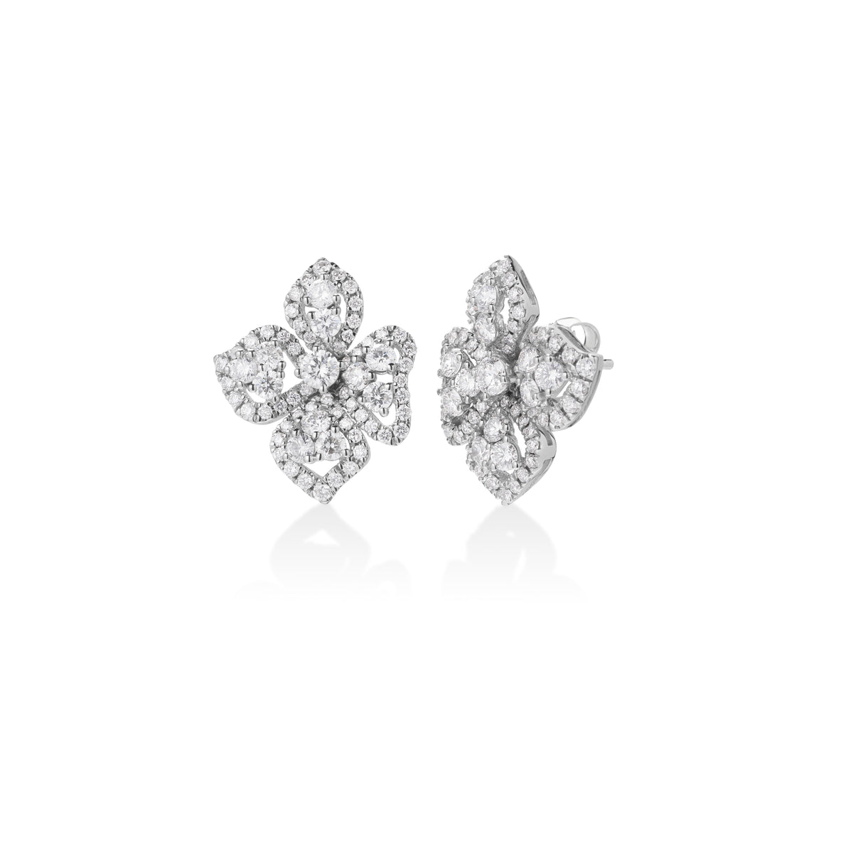18k White Gold Classic Diamond Fiore Couture Stud Earrings