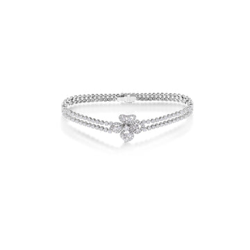 18k White Gold Classic Diamond Fiore Couture Double Bracelet