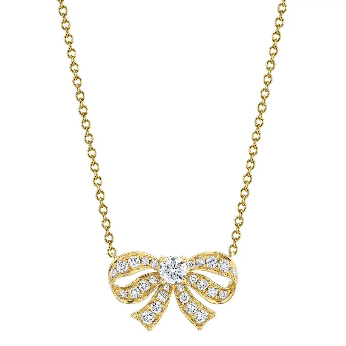 Diamond Bow Pendant 20"