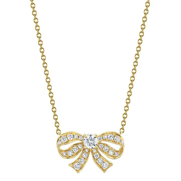 Diamond Bow Pendant 20"