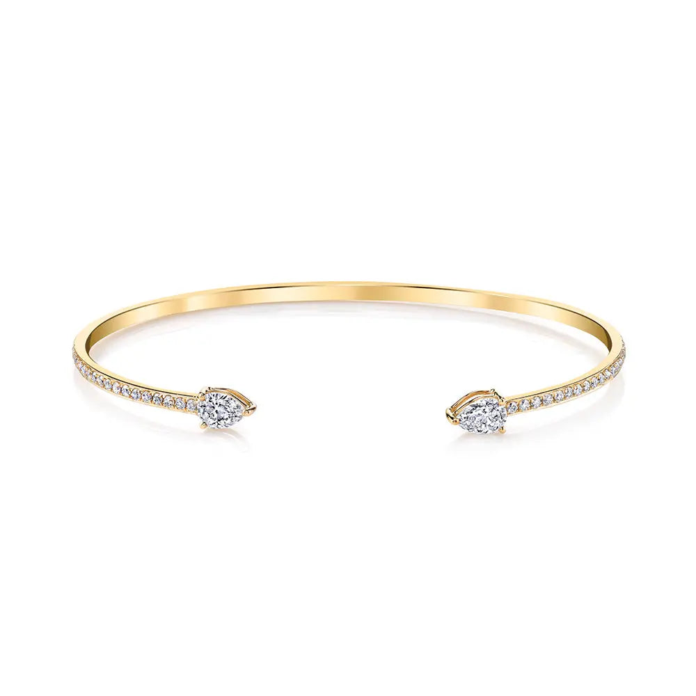 Double Pear Shaped Cuff Braceletelet 6.5"