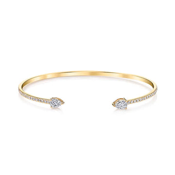 Double Pear Shaped Cuff Braceletelet 6.5"