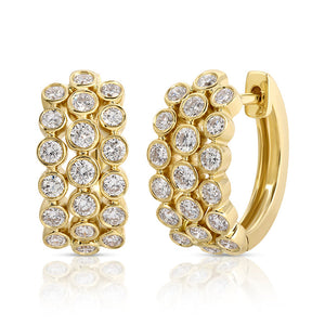 3 Row Bezeled Diamond Huggies