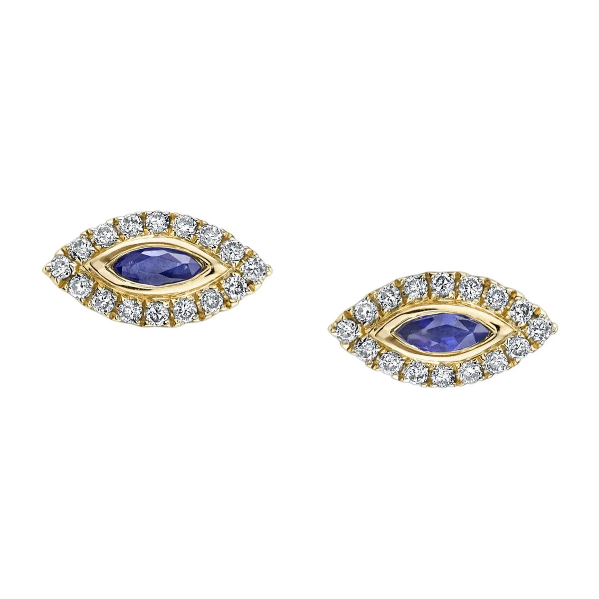 Blue Sapphire=.22 Evil Eye Studs