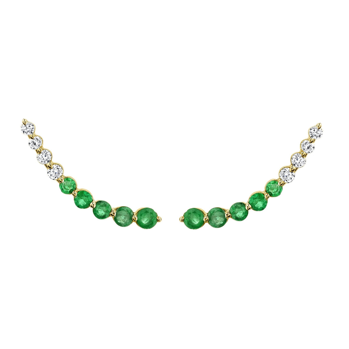 Floating Diamond And Emerald Earring