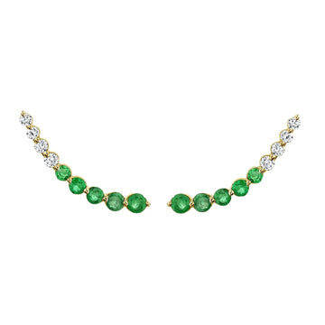 Floating Diamond And Emerald Earring