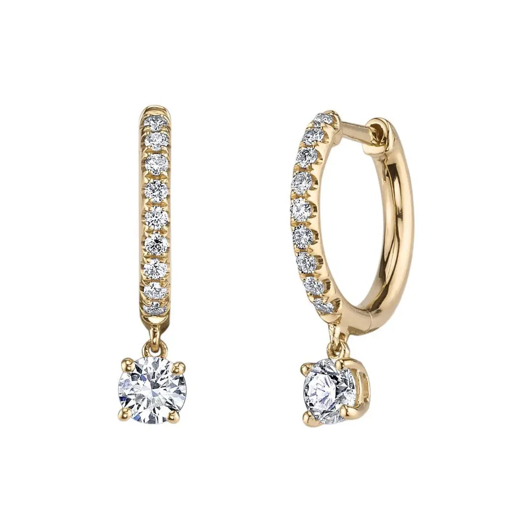 Round Diamond Drop Huggie Earringring