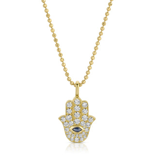 Smallall Diamond Hamsa With Blue Sapphire Pendant Blue Sapphire=.08 thumbnail