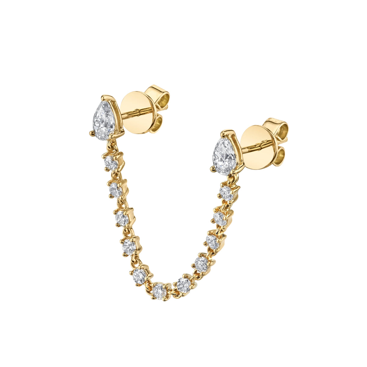 Double Piercing Pear Diamond Loop Earring