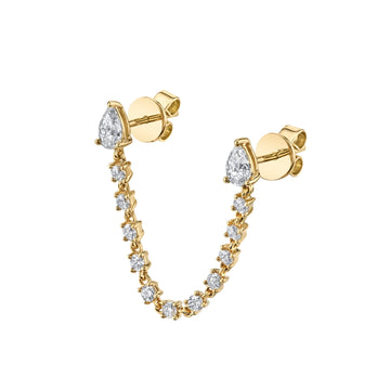 Double Piercing Pear Diamond Loop Earring