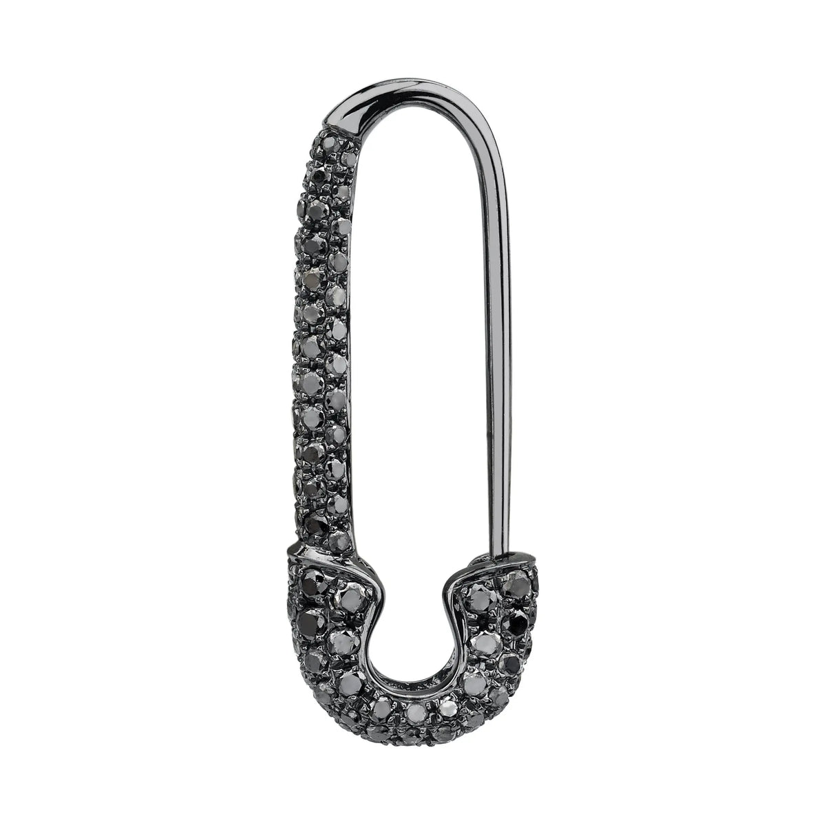 Single R 18K Blk Safety Pin Earringring