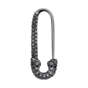 Single R 18K Blk Safety Pin Earringring