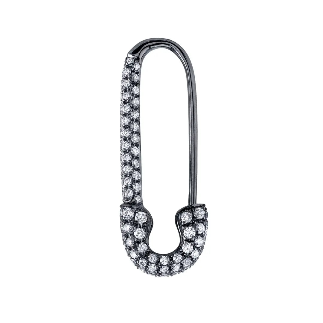 Single R 18K Safety Pin Earringring