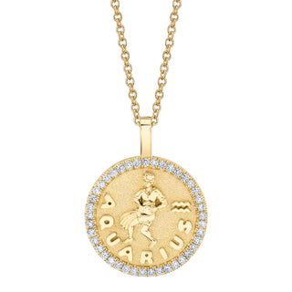 Aries Zodiac Coin Pendant With Diamond Frame thumbnail