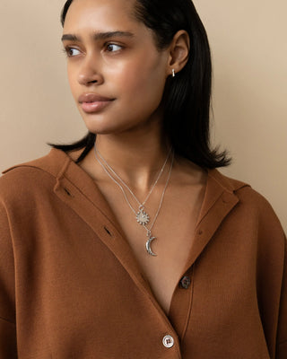 "Happiness" Sun Sterling Silver Necklace with White Sapphires thumbnail