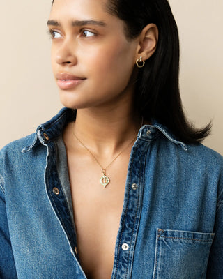 Mini "Time is Precious" Sundial Necklace with White Enamel and Diamond thumbnail