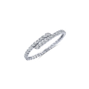 18K White Gold Bypass Diamond Bangle