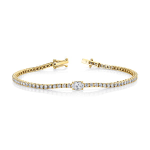 18K Yellow Gold Diamond Tennis Bracelet - B3389